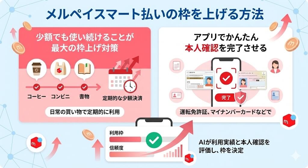 メルペイスマート払いの枠上げ攻略法!上限0円の原因と即日現金化の手順 118 gk-メルペイスマート払いの枠を上げる方法