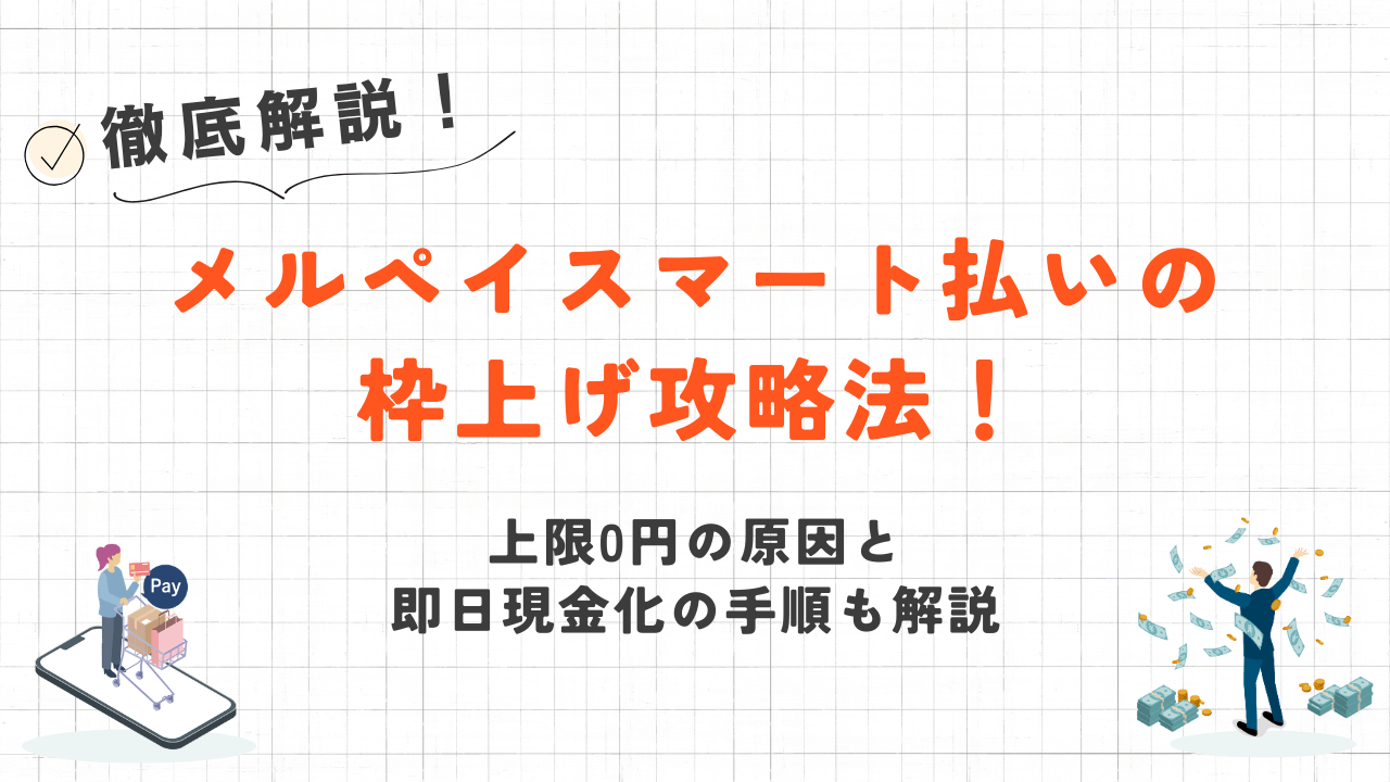 メルペイスマート払いの枠上げ攻略法!上限0円の原因と即日現金化の手順 1 メルペイスマート払いの枠上げ攻略法!上限0円の原因と即日現金化の手順 1