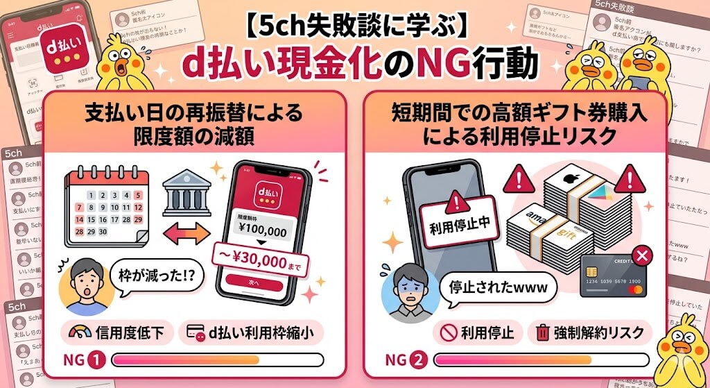 d払い現金化5chスレは凍結?2026年最新の換金法と優良業者を紹介 199 gk-d払い現金化のNG行動