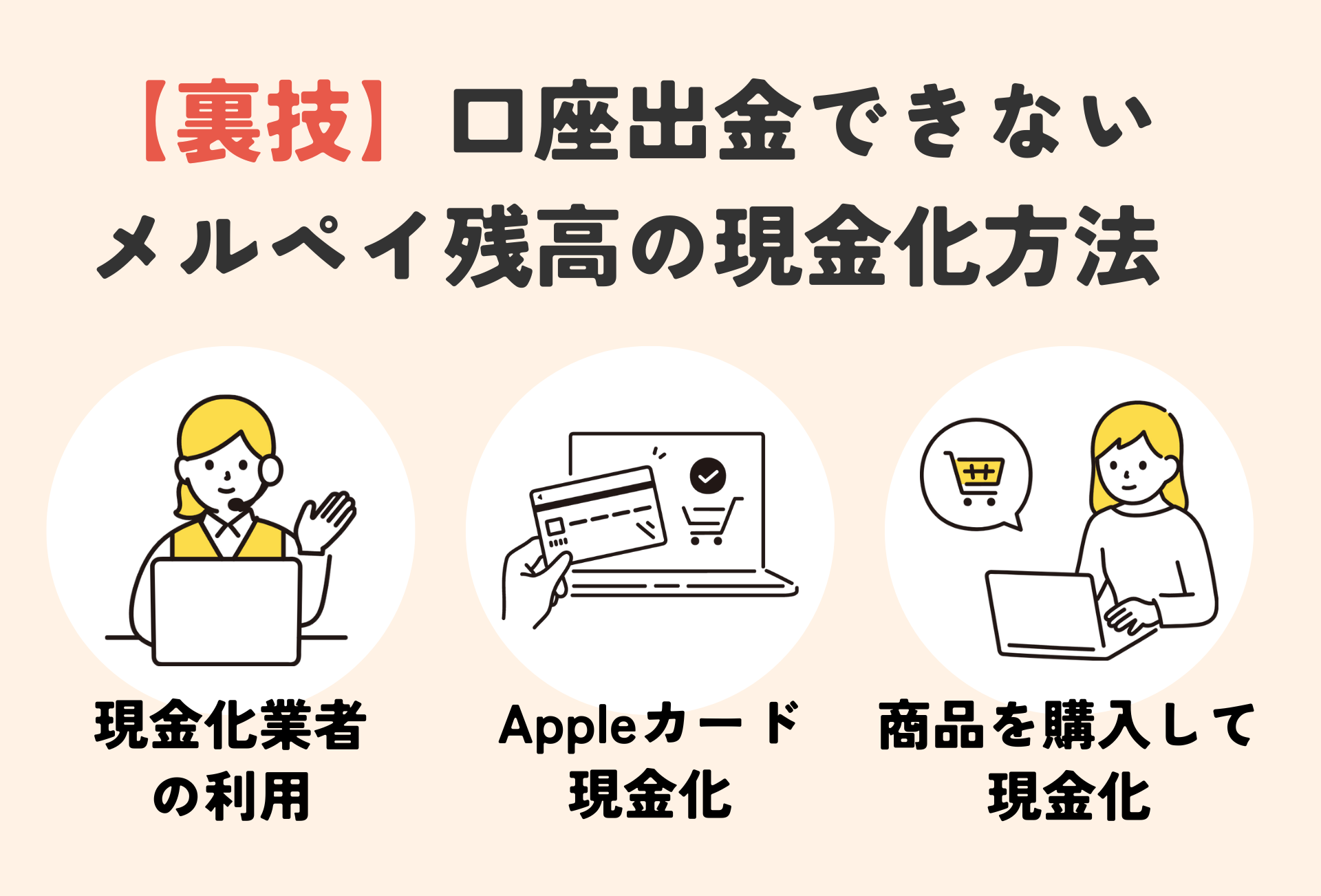 メルカリの残高を現金化する3つの裏技|口座出金できないメルペイの現金化方法も解説 118 genkinka