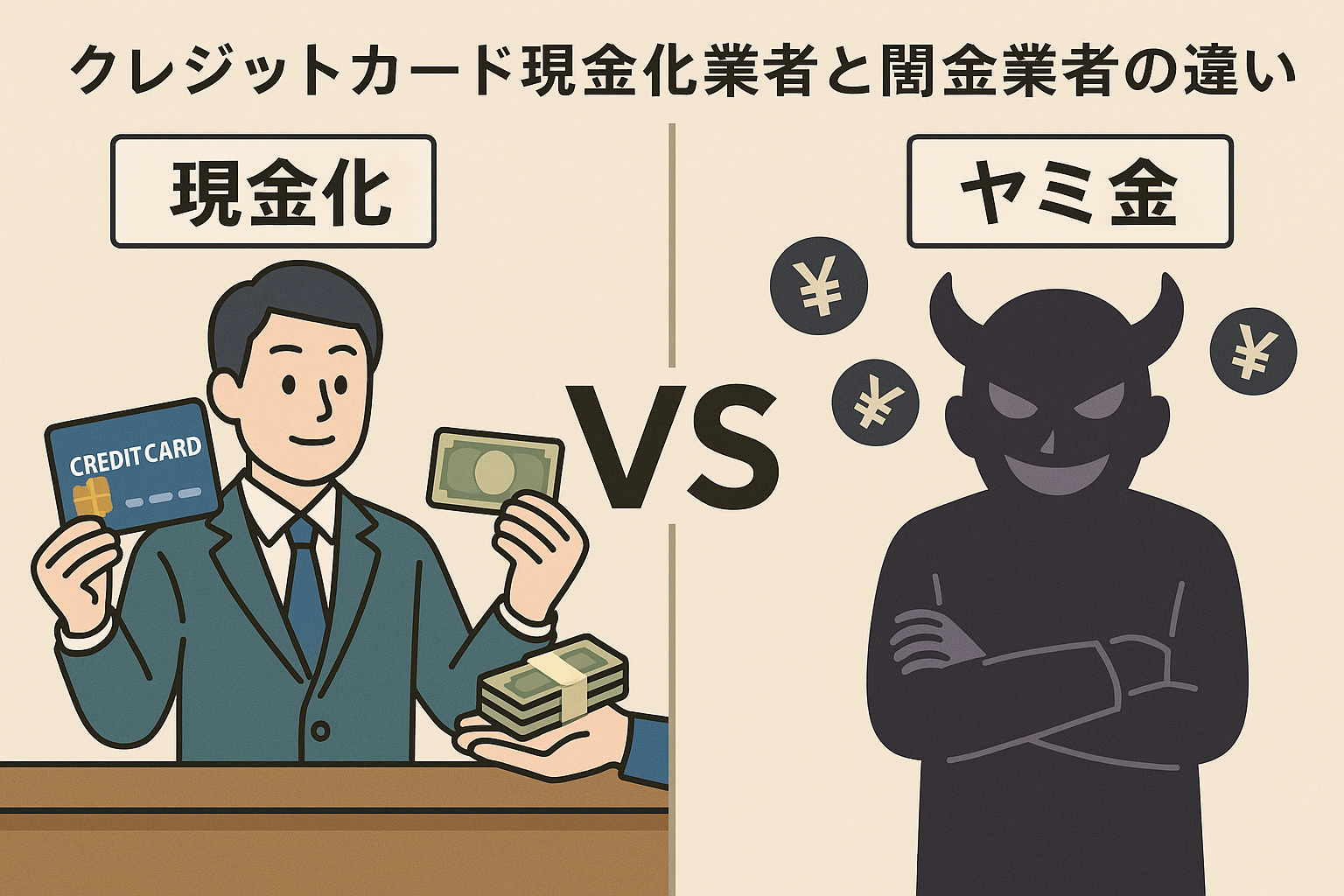 クレジットカード現金化は闇金と関係ある?現金化業者と貸金業者の違いについても解説 14 loan-shark_02