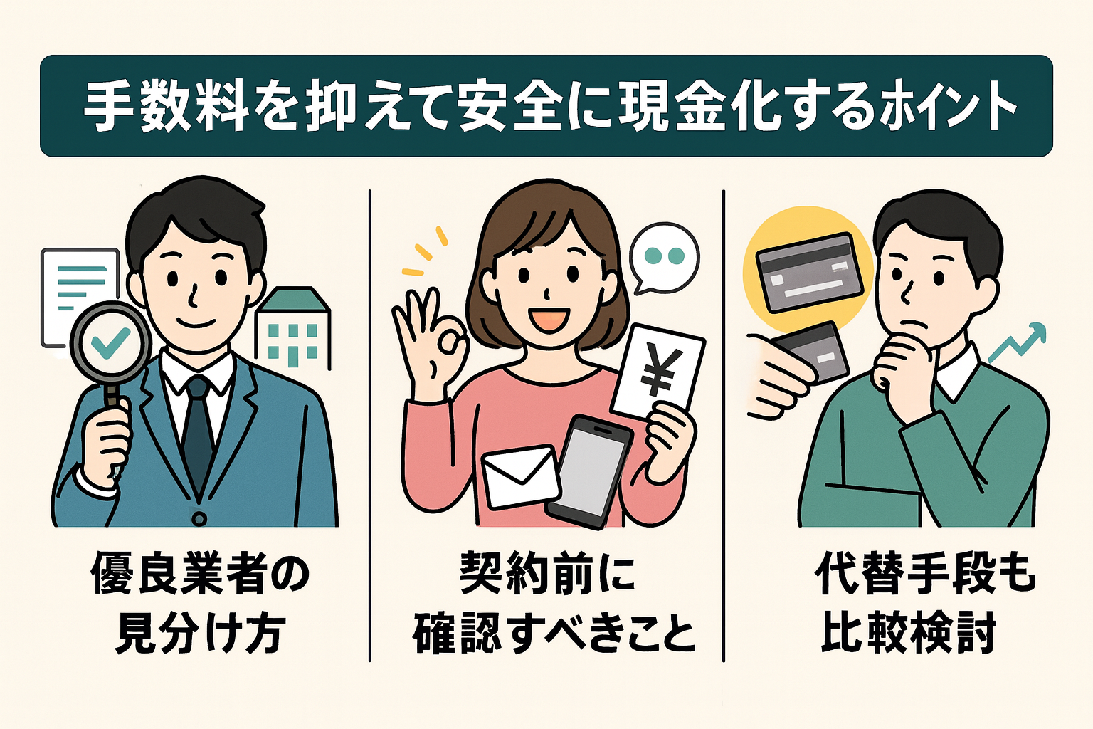 クレジットカード現金化の手数料|業者利用・自分で換金する場合の比較や注意点も解説 120 image2