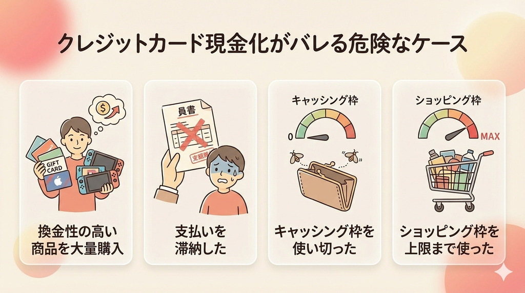 クレジットカード現金化はバレる?即日安全に現金を手に入れる方法と疑われたときの言い訳例 118 GK_クレジットカード現金化がバレる実例
