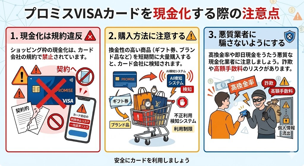 プロミスカードは現金化できる?バレない方法や代替案・優良業者も紹介 203 gk-プロミスVISA現金化注意点