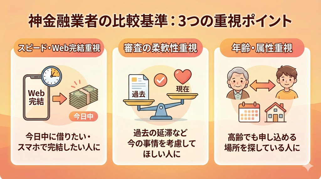 お金を借りられない人の最後の砦!神金融10選|審査に通るコツも解説 13 GK_あなたの状況に合うのはどこ?最後の砦である神金融の選び方