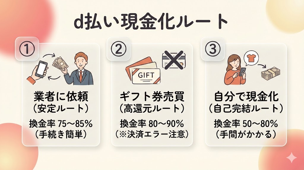 d払い現金化の換金率を上げるには?|優良業者で安全に現金化する手順も解説 118 dbarai-ruto