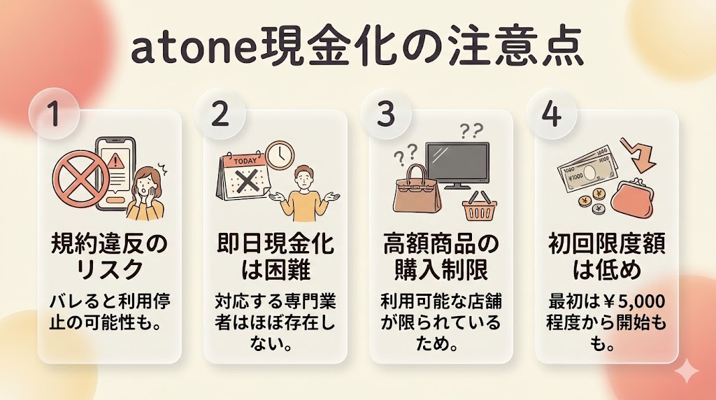 atone(アトネ)を現金化する全手順!即日できない理由や代用アプリ5選も紹介 121 gk-atone-risk