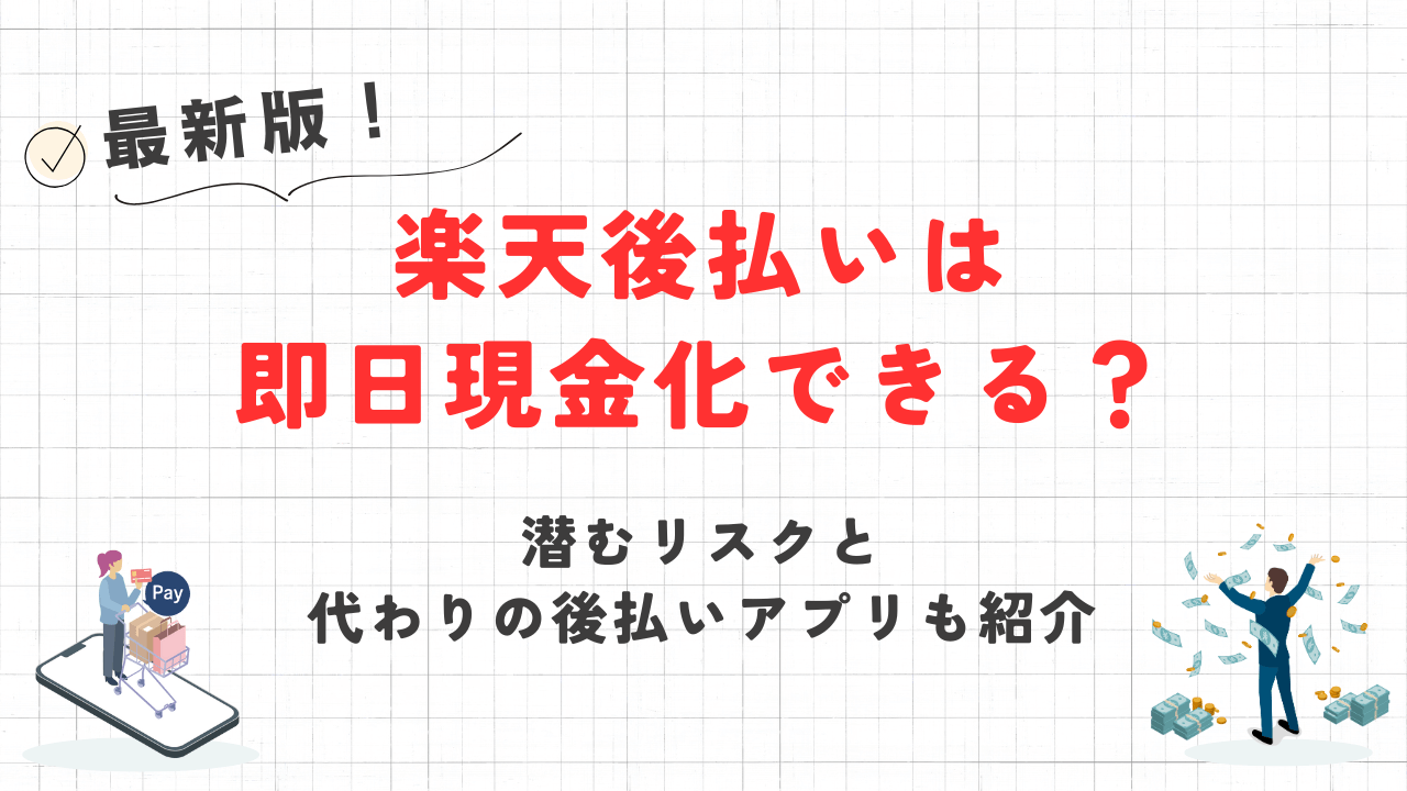 楽天後払いは即日現金化できる?潜むリスクと代わりの後払いアプリも紹介 10 楽天後払いは即日現金化できる?潜むリスクと代わりの後払いアプリも紹介 10