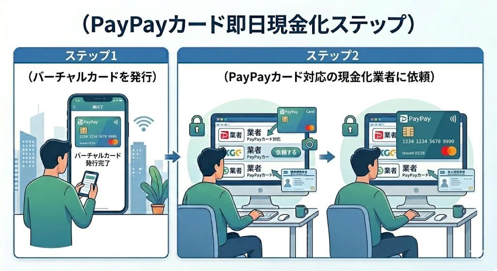 PayPayカードを即日現金化する方法|換金率を上げるコツと優良業者も紹介 118 gk-PayPayカード現金化ステップ