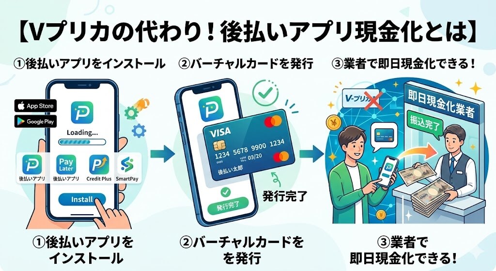 Vプリカ現金化の方法とリスクとは?|代わりの後払いアプリと優良業者を紹介 119 gkーvプリカにかわる後払いアプリ現金化