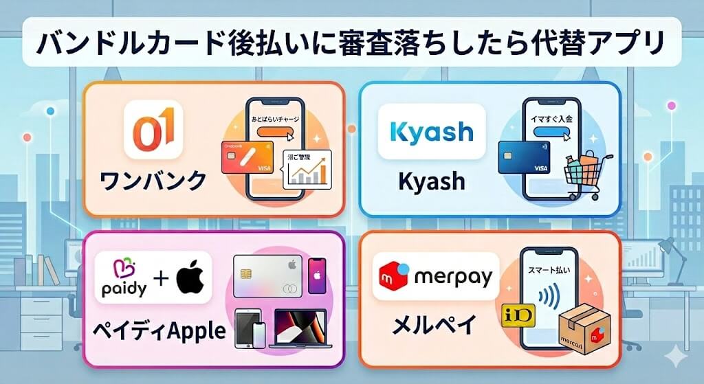 バンドルカード後払いの審査落ち・上限不足を解決!最新の現金化手順も解説 121 gk-バンドルカードの代わりのアプリ