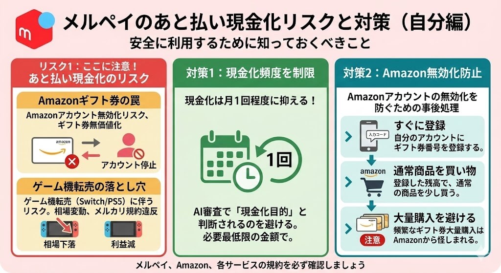 メルペイあと払いを即日現金化する最短ルート!バレない安全なやり方と優良業者 247 gk-メルペイ現金化リスク-自分