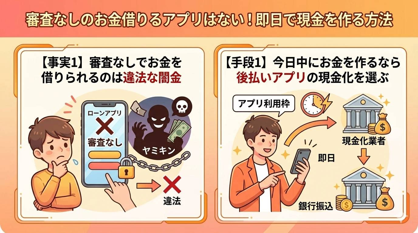 【2026年3月最新】審査なしでお金を借りられるアプリはある?即日現金化の方法 113 GK-審査なしのお金借りるアプリはない!即日で現金を作る方法