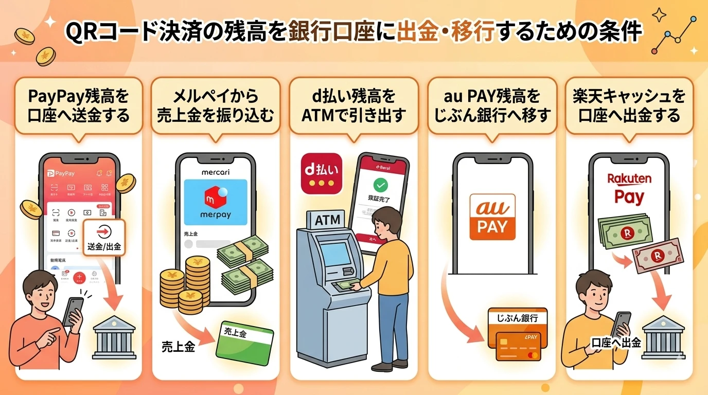 【2026年3月最新】QRコード決済を即日現金化!リスクを抑える方法 174 GK-QRコード決済の残高を銀行口座に出金・移行するための条件