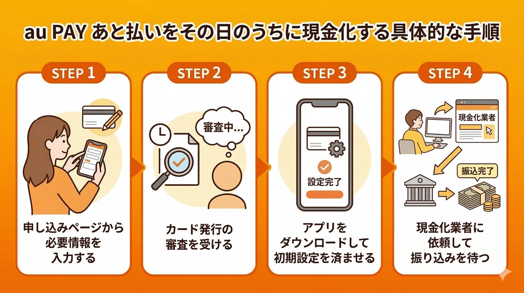 au PAY あと払いを即日現金化する手順と優良店|au PAY カードとの違いも解説 114 GK_au PAY あと払いをその日のうちに現金化する具体的な手順