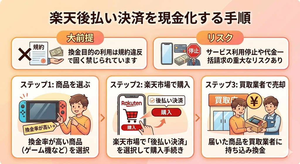 楽天後払いは即日現金化できる?今日中に現金を手に入れる方法を解説 205 GK_楽天後払い決済を現金化する手順