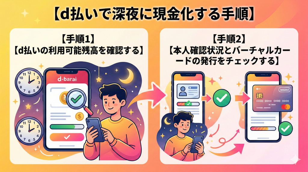 d払い現金化を24時間・即日行う裏ワザ|深夜早朝はギフト券買取で最短10分振込 201 d払いで深夜に現金化する手順