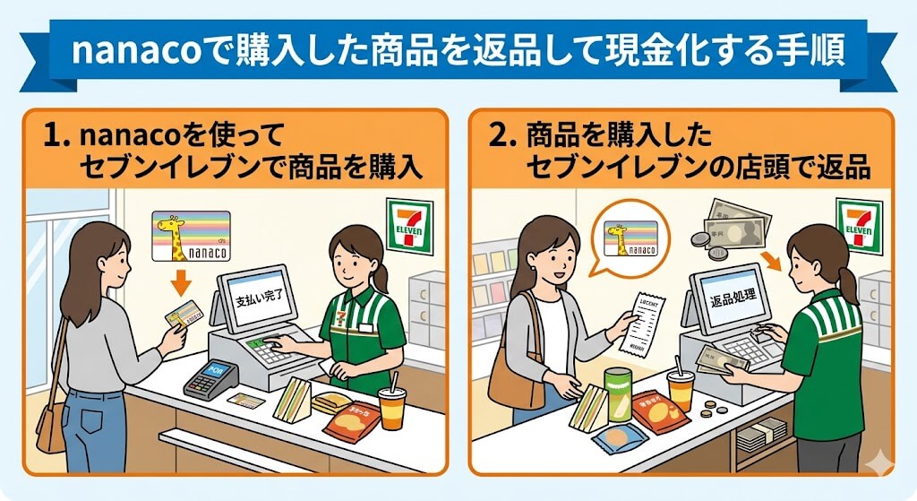 nanacoを現金化する3つの方法!即日5万円以上を作る代替案も解説 204 gk-nanacoを返品して現金化する手順