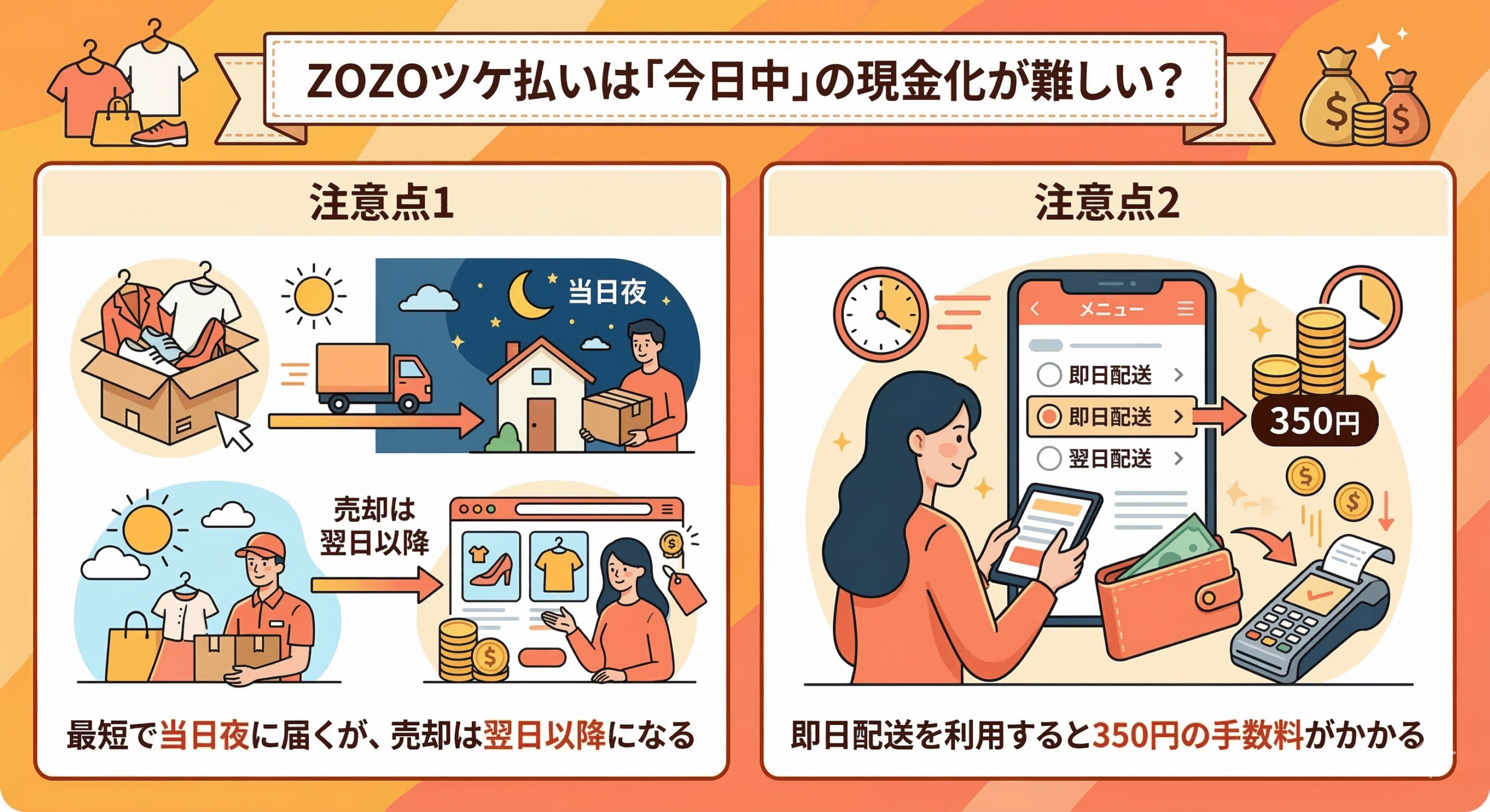 ZOZOツケ払いより早い!今日中に現金化できる最強の後払いアプリ厳選 139 ZOZOツケ払いは「今日中」の現金化が難しい?