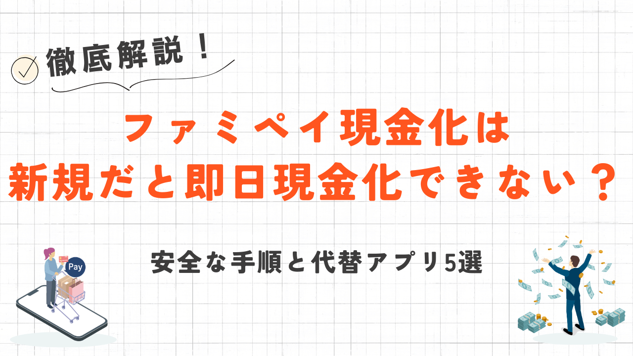 ファミペイ現金化は新規だと即日現金化できない?安全な手順と代替アプリ5選 1 ファミペイ現金化は新規だと即日現金化できない?安全な手順と代替アプリ5選 1